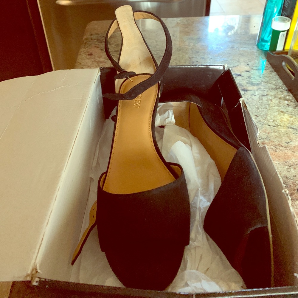 Brand new in box J Crew black suede wedge.
